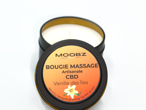 Bougie de Massage au CBD – Vanille des Îles